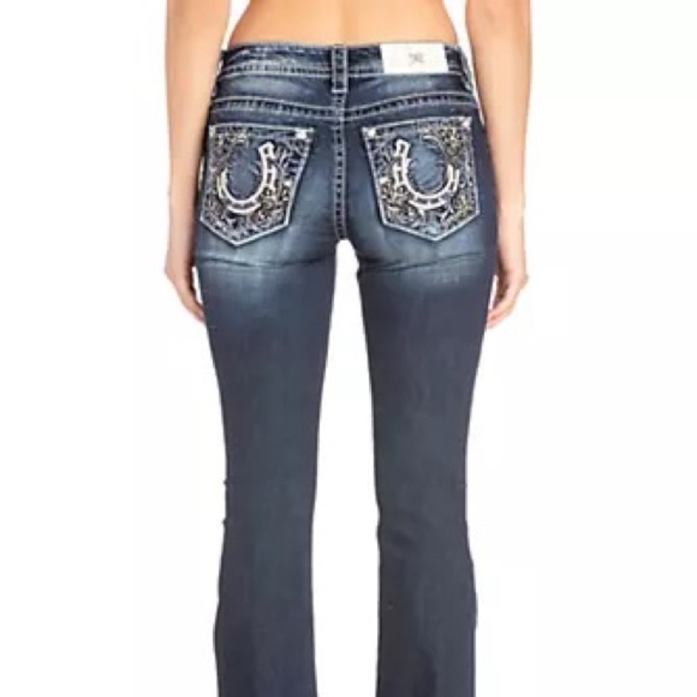 Miss Me Chloe Bootcut Horseshoe Back Pocket Jeans Size 28